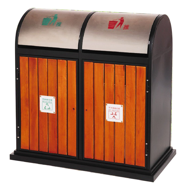 Thùng rác gỗ công nghiệp ngoài trời phân loại rác
