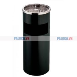 Thùng rác thép phun sơn có gạt tàn inox trắng