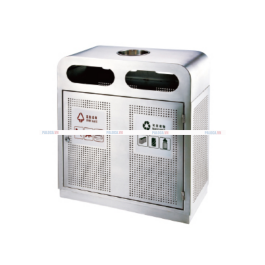 Thùng rác inox 2 ngăn ngoài trời có gạt tàn