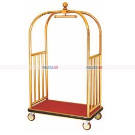 Xe đẩy hành lý nhà khách bằng inox mạ vàng cao cấp D11-A