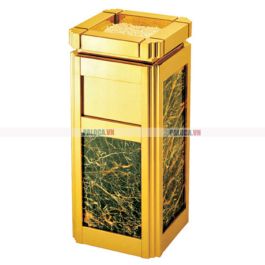 Thùng rác inox vàng đá đen