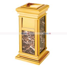Thùng rác đá hoa cương inox mạ vàng