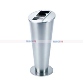 Thùng rác inox trắng có gạt tàn