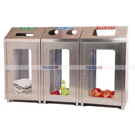Thùng rác 3 ngăn phân loại rác để ngoài trời