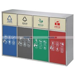 Thùng rác inox 4 ngăn cửa đẩy