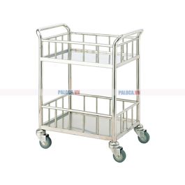 Xe đẩy inox trắng 2 tầng