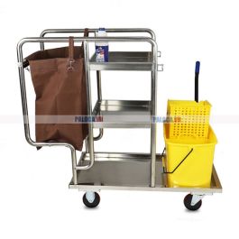 Xe dọn vệ sinh ba tầng bằng inox 304