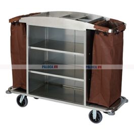 Xe dọn buồng phòng inox không có cửa