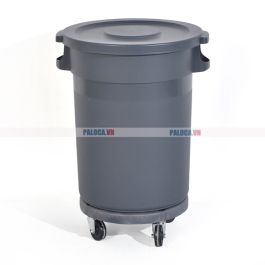 Thùng rác nhựa tròn 80L có bánh xe