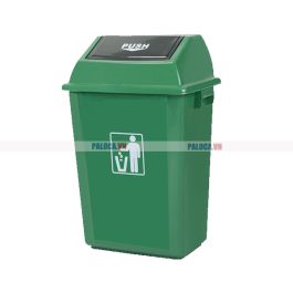 Thùng rác nhựa nắp đẩy màu xanh lá 58L