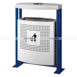 Thùng rác kim loại ngoài trời có gạt tàn