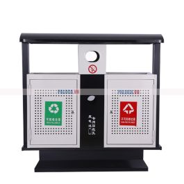 Thùng rác để ngoài trời bằng kim loại 2 ngăn