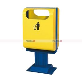 Thùng rác công cộng bằng thép sơn vàng