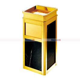Thùng rác đá inox mạ vàng đá đen