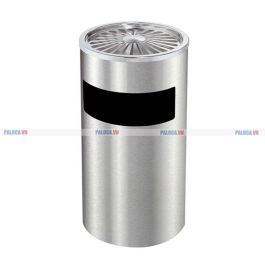 thùng rác inox tròn có gạt tàn cao cấp