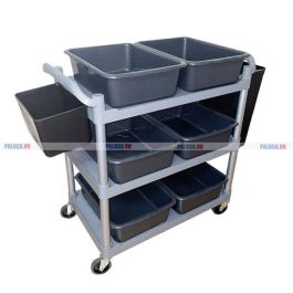 Xe đẩy dọn bàn nhựa khung nhôm