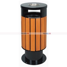 Thùng rác gỗ đơn có gạt tàn