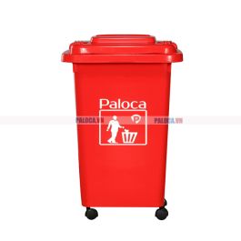 Thùng rác nhựa HDPE 60 lít màu đỏ