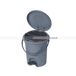 Thùng rác nhựa tròn bàn đạp chân có giỏ rác