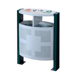 Thùng đựng rác công cộng bằng thép có gạt tàn