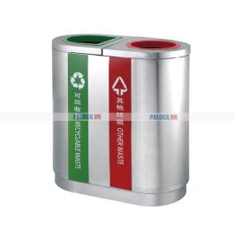 Thùng phân loại rác 2 ngăn inox