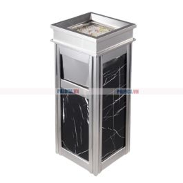 Thùng rác inox trắng đá đen