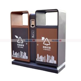 Thùng rác 2 ngăn thép sơn tĩnh điện