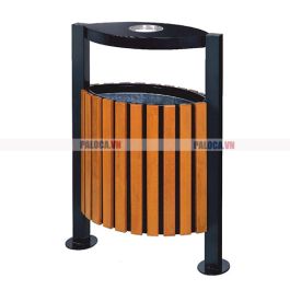 Thùng rác gỗ công cộng có gạt tàn