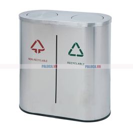 Thùng rác inox 2 ngăn nắp lật