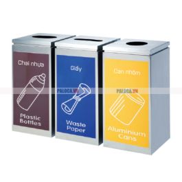 Thùng phân loại rác 3 ngăn inox