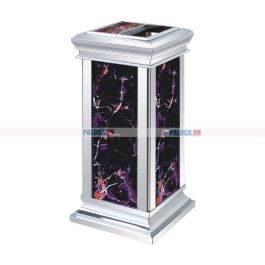 Thùng rác inox trắng giả đá có gạt tàn