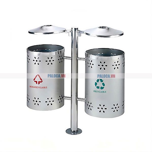 Thùng rác inox treo đôi công cộng