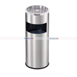 Thùng rác inox tròn có gạt tàn Ø25cm