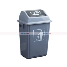 Thùng rác nhựa nắp đẩy màu ghi 20L