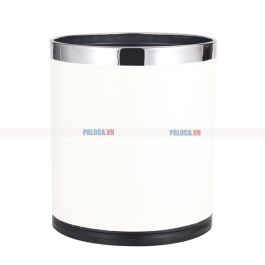 Thùng rác văn phòng hình trụ bọc giả da