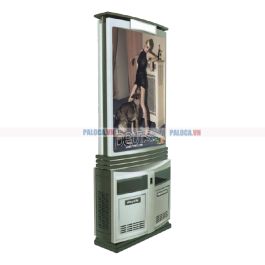 Thùng rác đôi có biển quảng cáo trên đỉnh
