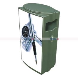Thùng rác bằng thép có biển quảng cáo