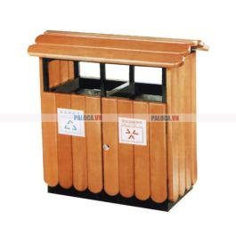 Thùng rác gỗ hai ngăn