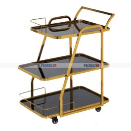 Xe đẩy rượu nhà hàng khung inox mặt kính