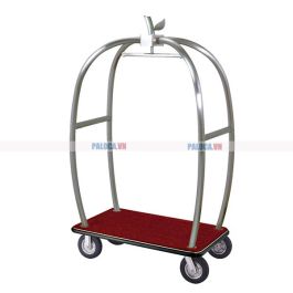Xe đẩy hành lý khung quả táo inox trắng