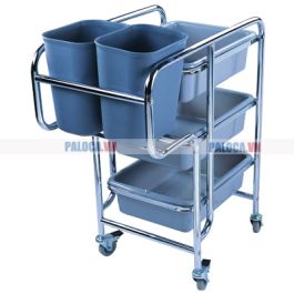 xe đẩy thu dọn bàn ăn bằng inox