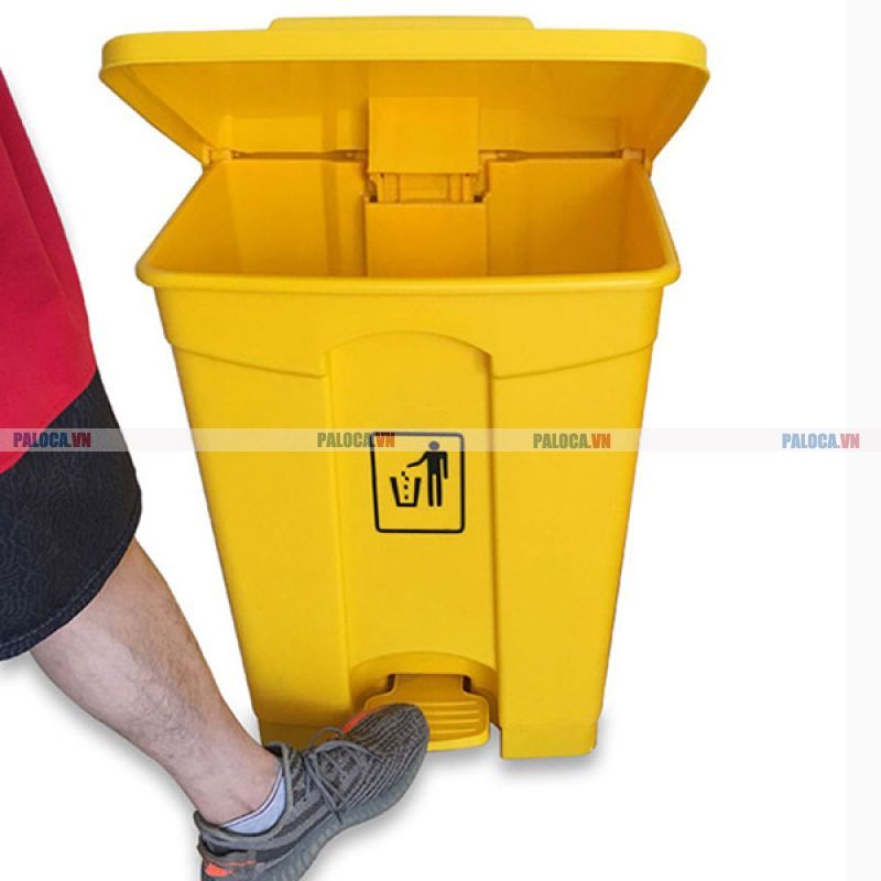 Thùng rác đạp chân 45L màu vàng