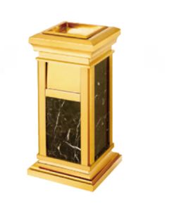 Thùng rác inox đá hoa cương (Inox vàng, đá đen)