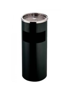 Thùng rác thép phun sơn có gạt tàn inox trắng
