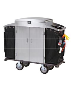 Xe dọn buồng phòng inox có cửa