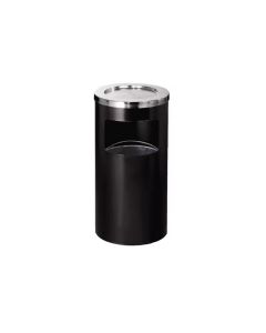 Thùng rác tròn thép phun sơn nắp inox trắng có khay gạt tàn 