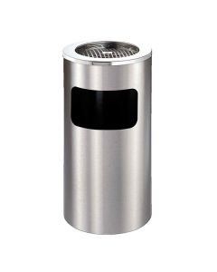 thùng rác inox tròn màu trắng có gạt tàn