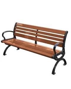 Ghế công viên bằng gỗ nhựa có tựa màu nâu PTGG-B2