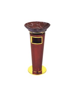 Thùng rác gỗ tròn có khay thủy tinh