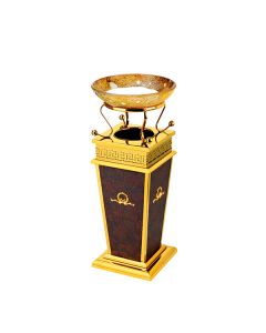Thùng rác thân bọc giả da vân hoa màu tím nho, có khay đá